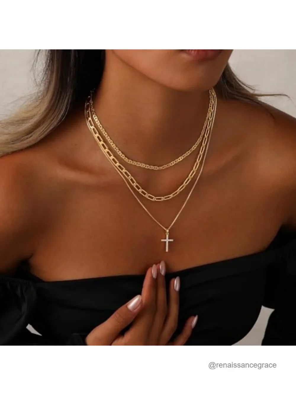 14K Gold Plated Cross Necklace for Women, Dainty CZ Pendant, Layering Chain